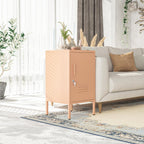 Single door End Table 2 Tier Narrow Side Table with Metal Frame Multifunctional Home Table Easy to Assemble Adjustable partitions Single Door Coffee Table Pink Size: 27.55”H X 13.78”W X 14.96”D