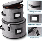 Fine China Storage Containers, 5 Piece Quilted Dish Storage Containers, Mug, Cup, and Plate Dish Organizer with Felt Dividers, Service of 12 Dinnerware Boxes for Moving, Seasonal Organization, Grey