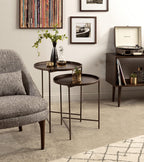 Kate and Laurel Ulani Modern Nesting Side Table; Set of 2; Bronze; Sophisticated Glam End Tables for Storage and Display