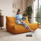 Giant Bean Bag Chair for Adult, Cozy Boneless Fireside Accent Loveseat Chair,Memory Foam Floor Sofa, Comfy Lounge Couch for Bedroom Small Living Room Apartment Daily Relax(Yellow, Loveseat)