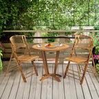 VINGLI Bamboo Folding Chair, Foldable Dining Wood Chairs Comfortable Seat for Outdoor & Indoor, Patio, Porch, Wedding, Party, Event,Brown (4 Pack)