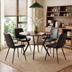 Miereirl 42.13" 5-Piece Round Dining Table Set for 4, Kitchen Table Set with 4 Upholstered Chairs and Storage Shelf, Dining Room Furniture Set for Apartment, Small Spaces