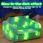 Lamerge 2-in-1 Soft Toddler Couch Fold Out,Foldable Toddler Chair, Glow in The Dark Kids Sofa for playroom,Convertible Foam and Floor Cushion for Boys and Girls (Blue and Dinosaur)