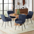 VKNOW Modern Dining Chairs Set of 4, Upholstered Dining Room Chair with Armrest, Kitchen Chairs with Curved Ergonomics Backrest for Living Room, Dining Room, Kitchen, Navy Blue