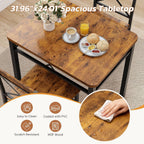 Zevemomo 3-Piece Dining Table Set, Dining Table for 2, Small Table and Chairs Set of 2, Breakfast Nook Table Set with 2 Curved Backrest Chairs, for Small Spaces & Apartment-Brown