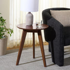 SAFAVIEH Furniture - Bahaus Round Accent Table - Walnut - Mid-Century Tripod Leg Design - Ideal for Living Room, Bedroom, 21.7" W x 21.7" D x 21.7" H (ACC4300A)