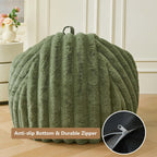 MEGO Kids Fluffy Faux Rabbit Fur Bean Bag Chair Cover(No Filler), Cozy Moss Shaggy Striped Stuffed Animal Storage Bean Bag for Plush Toys, Fuzzy Ribbed Beanbag Cover Kids Girls Teens Adult, Sage Green