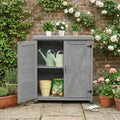 31" Weatherproof Living Room Cabinet, Practical Cabinets with X-Shape Frame, Storage Locker with Magnetic Door for Patio, Gray