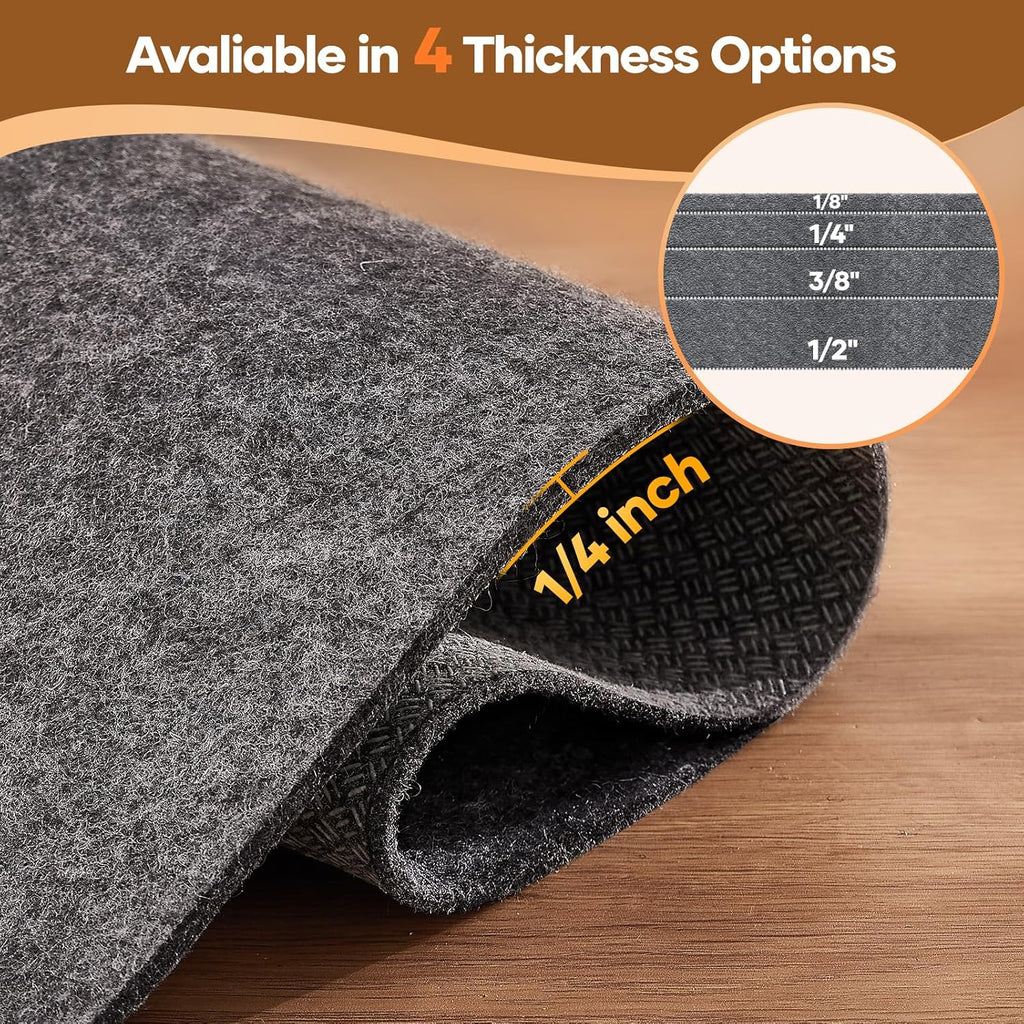 Veken Non Slip Cushioned Rug Pad Gripper 8 x 10 Ft, Felt and Silicone Backing, 1/4 inch Thick Carpet Liner for Hardwood Floors and Finishes, Under Area Rugs Anti Skid Mat, Keep Rugs Safe and in Place