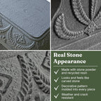 Basalt Grey Garden Bench - Outdoor Benches Weatherproof - Front Porch Seating for Patio Yard - Outdoor Seat Backless Decorative Pedestal Garden Furniture - Realistic Stone Look - Concrete Look