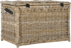 happimess HPM9004B Michael 35" Wicker Storage Trunk, Collapsible for flat storage, Rattan-Kubusoft Gray, Coastal for Office, Dorm Room-LivingRoom, Bedroom, Dining Room, Natural