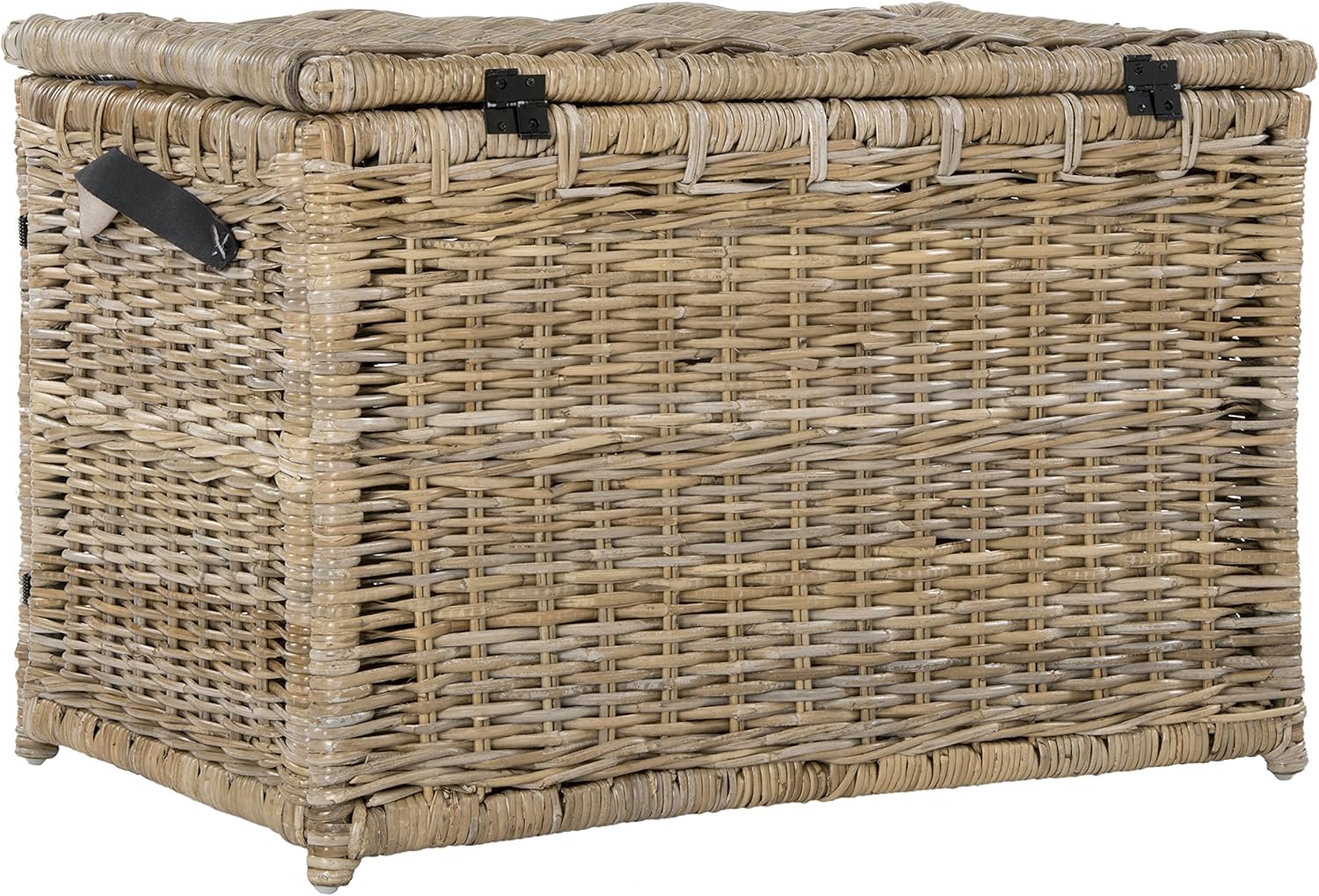 happimess HPM9004B Michael 35" Wicker Storage Trunk, Collapsible for flat storage, Rattan-Kubusoft Gray, Coastal for Office, Dorm Room-LivingRoom, Bedroom, Dining Room, Natural