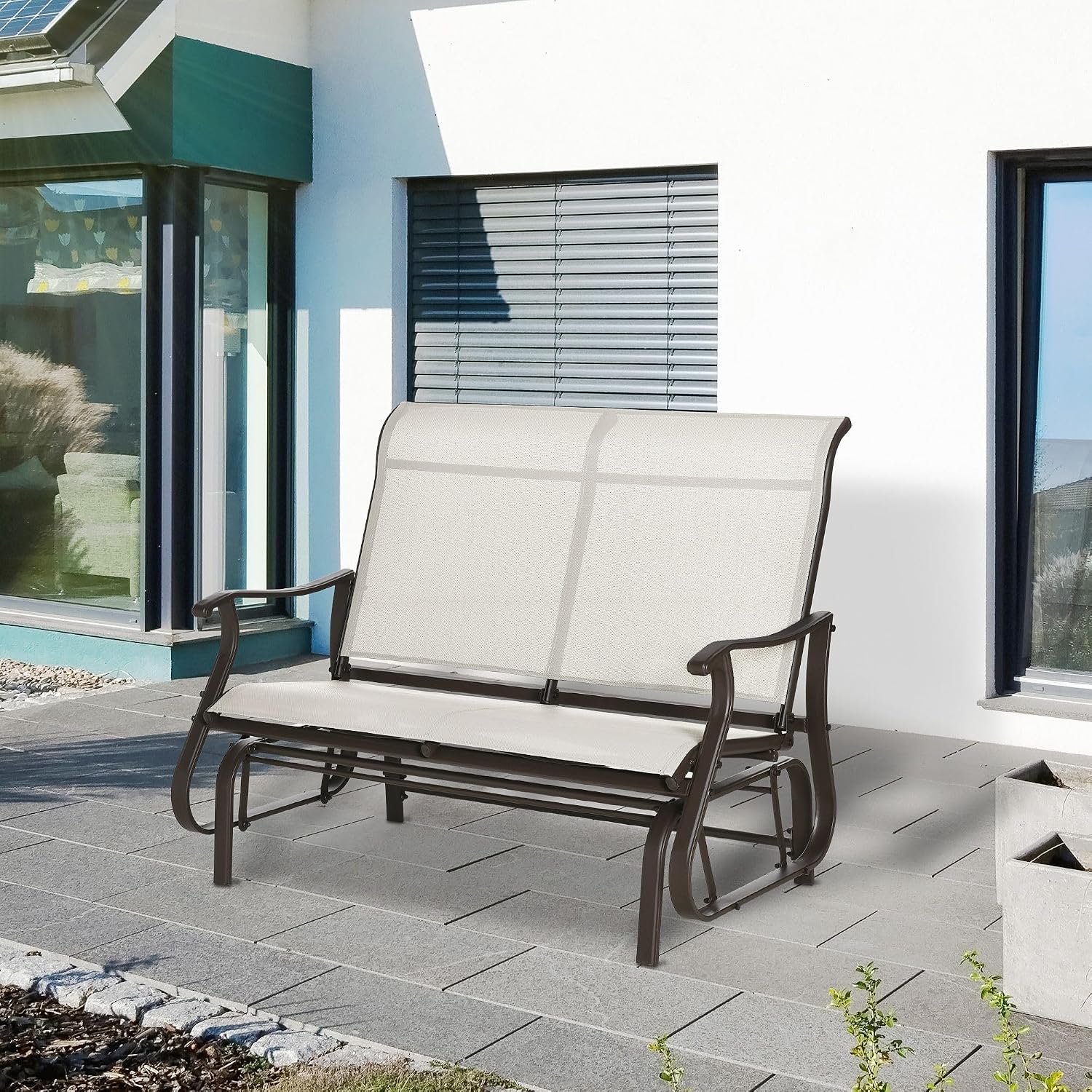 Outdoor Double-Seat Glider Bench for Patio and Balcony