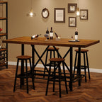 Tribesigns Bar Table, Industrial Counter Height Pub Table with Metal Footrest, 63-Inch Rectangle Wood Kitchen Dining Table with Sturdy Metal Frame for Dining Room, Home Bar (Brown)