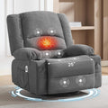 Oversized Recliner Chair with Massage and Heat for Adults, 360° Swivel Rocking Recliner, Big Seat Living Room Chair with Ergonomic Design, Cup Holders and Side Pockets