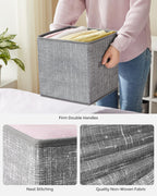 SONGMICS Storage Cubes, 11-Inch Non-Woven Fabric Bins with Double Handles, Set of 6, Closet Organizers for Shelves, Foldable, for Clothes, Cattail Gray UROB26LG