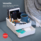 Copco Home Office Caddy Lazy Susan Organizer with Removable Snack Cup and Drawer - Desktop Turntable Storage for Snacks, Tablets, Phones, Remotes, Headphones - 10 x 8.5 x 4.5 Inches