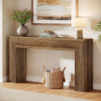 Tribesigns 63" Console Table, Rustic Fluted Long Sofa Table Behind Couch for Entryway, Living Room, Hallway, Foyer, Brown