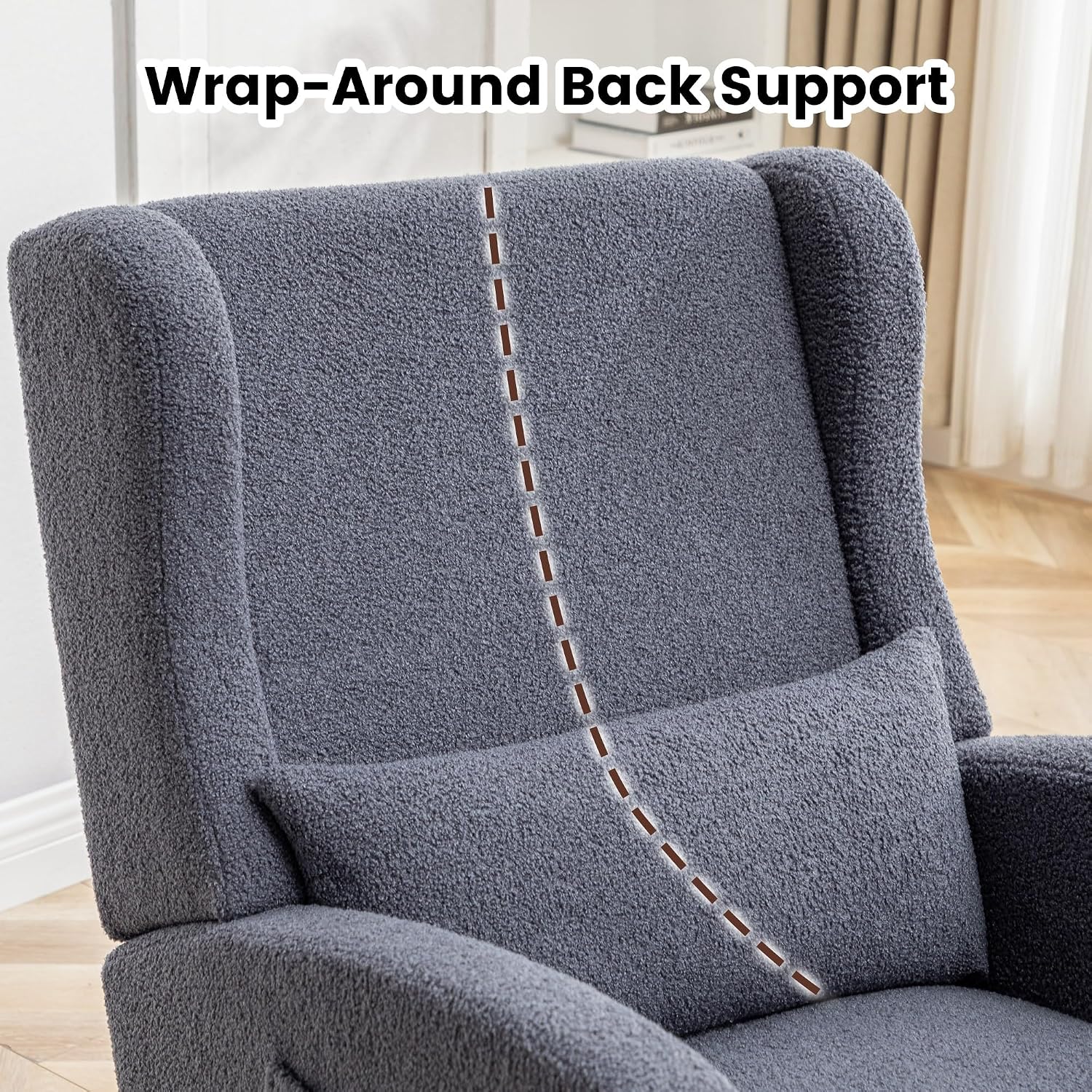 Nursery Rocking Chair,Rocking Chair with Foot Rest,Nursery Rocker Comfy Glider Nursing Chair with Back Pillow for Living Room,Bedroom,Dark Grey