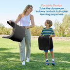 ECR4Kids Wave Seat Perch Stool, 14in - 15.1in Seat Height, Flexible Seating, Black, 2-Pack