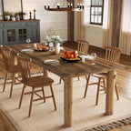 Solid Wood Dining Table for 6, 63-Inch Wooden Kitchen Table with Strong Legs, Farmhouse Rectangle Dinner Table for Dining Room, Living Room