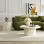 Two Fiberglass Round Coffee Table,15.75''+35.04'' Modern Design Round Side Table Center Coffee Table for Living Room,Office,Beige