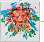 Deco 79 CosmoLiving by Cosmopolitan Canvas Lion Abstract Paint Splatter Wall Art with White Frame, 32" x 2" x 32", Multi Colored