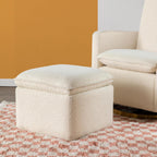 Babyletto Cali Storage Ottoman in Ivory Boucle, Greenguard Gold Certified