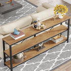 Tribesigns 71" Sofa Tables,Extra Long Couch Table, Narrow Long Console Table, Entryway Table,Sofa Table with 3 Tiers Storage Shelves (Light Brown)