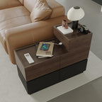Modern Sofa Side Cabinet, Side Table with USB Interface and Power Outlet, Walnut Wood Living Room Bedroom Side Cabinet Modern Bedside Table with Charging Station for Living Room, Bedroom