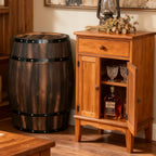 Vintage Whiskey Barrel End Table with 2-Tier Shelf - Reclaimed Wood Rustic Wine Barrel Cabinet with Metal Hoops, 27.56" Antique Furniture for Man Cave, Home Bar & Farmhouse Living Room