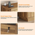 knoworld Buffet Cabinet with Storage, Outlet & Adjustable Shelves, Sideboard Cabinet with Double-Arc Doors, Classic Modern Wood Console Table & Credenza for Dining Room & Entryway
