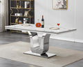 Faux Marble Dining Table for 4 to 6, 68 inch Luxury Dining Room Table with White Faux Marble Top & Silver Stainless Steel U Base, Modern Rectangle Dinner Table for Kitchen Living Dining Room Apartment