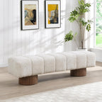 Christopher Knight Home Manila 64" Boucle Dining Bench, Upholstered Ottoman Bench, Rectangular Dining Seat, Spacious Seating, Long Footstool for Living Room Dining Room, No Assembly Needed, Beige