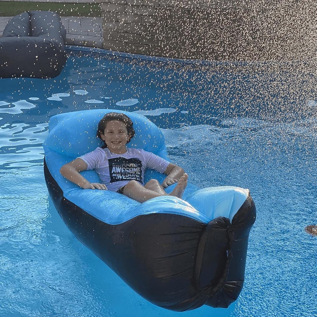 Inflatable Lounger Air Sofa Hammock, Inflatable Couch for Camping, Perfect for Beach Chair Waterproof Anti-Air Leaking Pouch Couch Air Chair for Outdoor, Beach, Hiking (Purple)