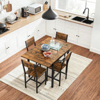 VASAGLE Extendable Dining Set, Dining Table with 2 Chairs, for Kitchen, 33.3-47.3 Inches Wide, Steel Frame, Rustic Brown and Ink Black LDC092B01V1-03