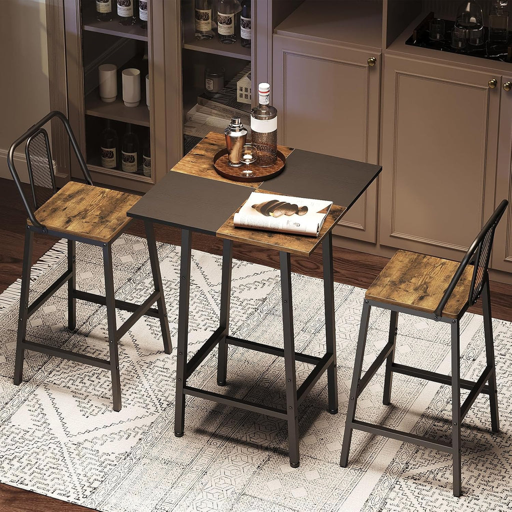 YATINEY Bar Table, Kitchen Dining Table, Bar Counter Height Table, Pub Color Matching Breakfast Table, for Dining Room, Tavern, Coffee Corner, Party, Rustic Brown and Black BT02BR