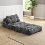 Convertible Foldable Sofa Bed with Pillow & Back Support, Portable Fold Out Floor Lounge for Living Room Bedroom, Dark Grey