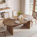 63" Oval Dining Table for 6, Farmhouse Solid Wood Kitchen Table with Storage for Dining Room, Living Room, Natural Wood