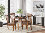 Signature Design by Ashley Berringer Dining Chairs Set of 2, Classic Wood Spindle-Back Design, Cushioned Microfiber Seat, Rustic Finish for Kitchen & Dining Room Chair, Walnut