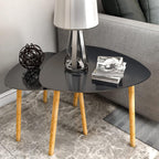 Bamboo Nesting Coffee Tables - Small Coffee Table for Living Room, Set of 2 Triangle End Table Modern Side Table for Bedroom Apartment Balcony Yard Small Spaces, (Black)