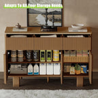 47" Wide Sideboard Buffet Cabinet with Storage, Modern Buffet with 3 Drawers and 3 Doors, Storage Cabinet with 2 Reinforced Legs for Kitchen, Living Room, Natural Oak