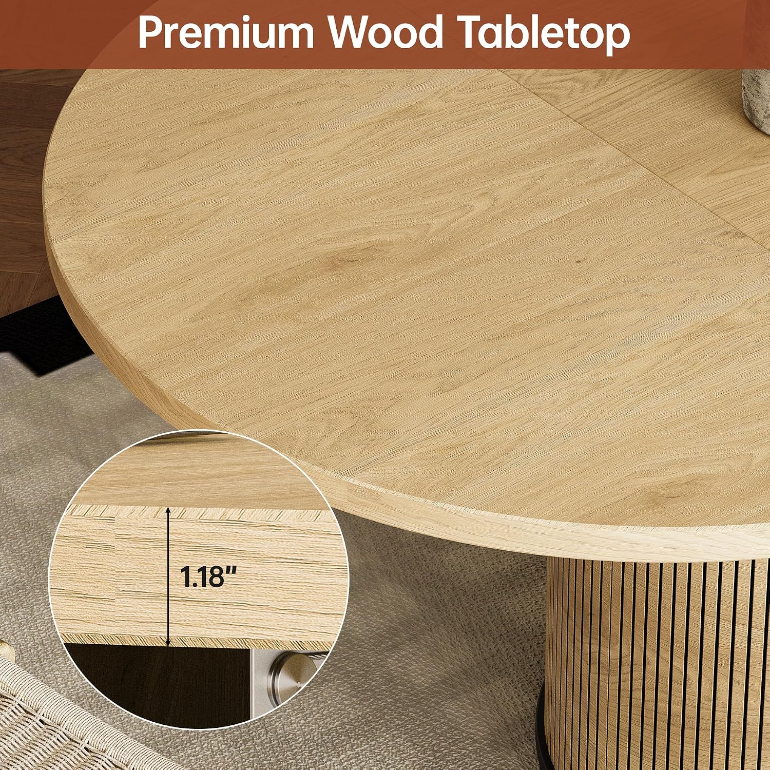 Extendable Dining Room Table Round Dining Table for 4 6 8, 43"-59" Modern Wood Kitchen Table with Removable Leaves Extendable Dinner Tables|Living Room|Small Space