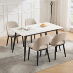 Wooden Dining Chairs Set of 4, Upholstered Kitchen Dining Room Chair, Modern Linen Fabric hollowed out Dinner Chair with Leveling Feet/hollowed out Backrest Support for Dining Room, Living Room,Beige
