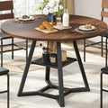 knoworld 43" Round Dining Table for 4, Kitchen Tables Dining Room Circle Dinner Table with Pedestal Metal Frame, Space Saving Wood Industrial Kitchen & Dining Room Tables, Walnut 43In