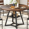 knoworld 43" Round Dining Table for 4, Kitchen Tables Dining Room Circle Dinner Table with Pedestal Metal Frame, Space Saving Wood Industrial Kitchen & Dining Room Tables, Walnut 43In