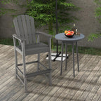 Giantex Outdoor HDPE Bar Stool, Tall Adirondack Chair with Armrests and Footrest, 30 Inches Counter Height Bar Stool for Garden, Backyard, Weather Resistance, Easy Maintenance (1, Gray)