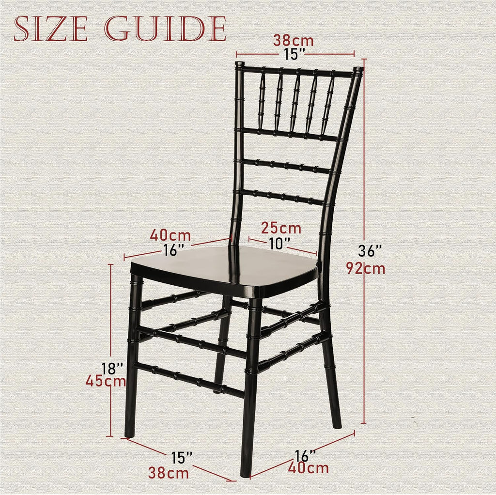 Set of 4 Black Stackable Chiavari Chairs, Modern Dining Chair, Accent Chair, PP Ghost Chairs for Outdoor Banquet Wedding Party Event Reception