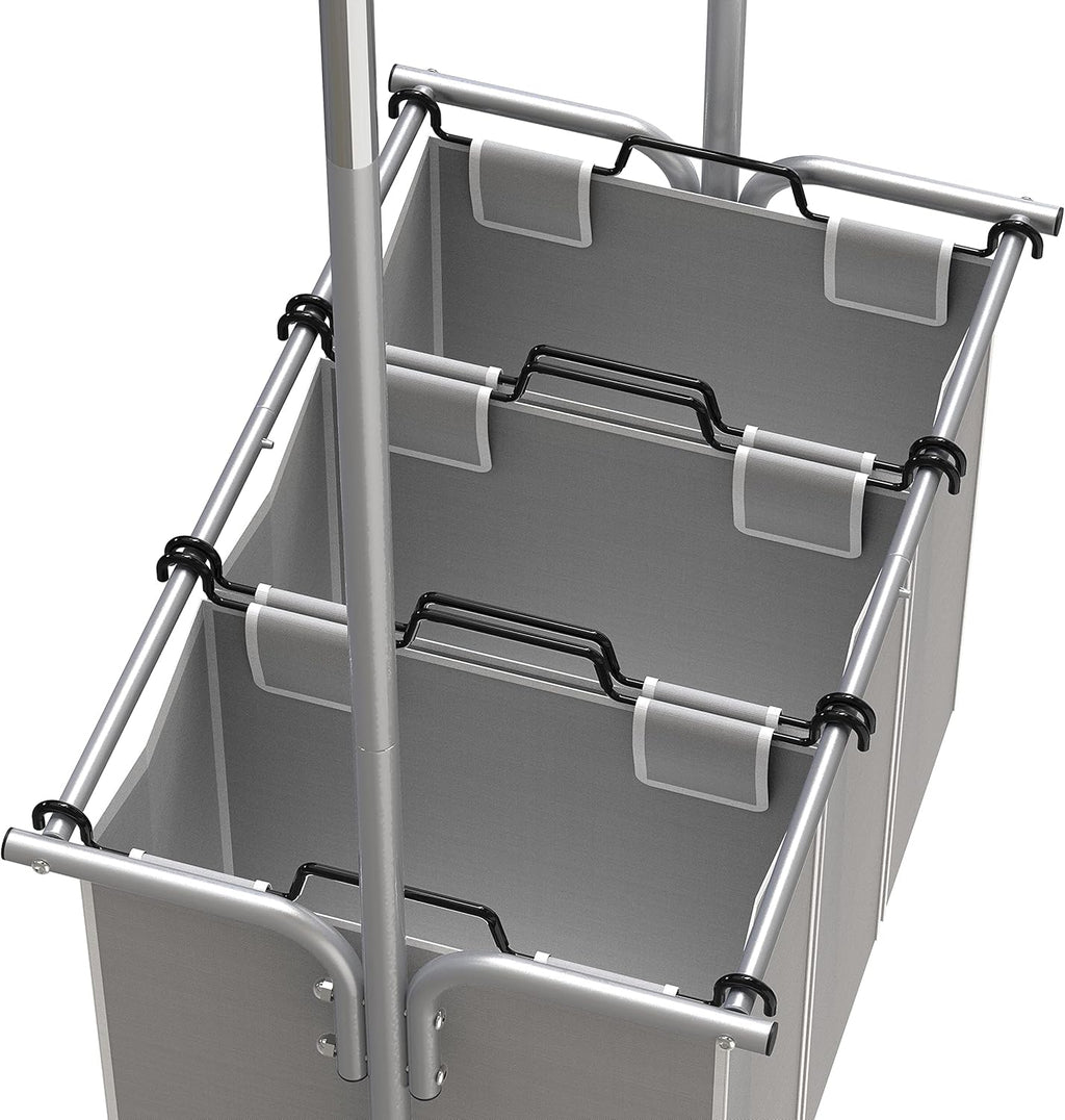 Simple Houseware 3 Bags Laundry Sorter with Extensible Clothes Hanging Rod
