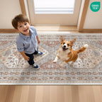 Runner Rug 2x8 Runners for Hallways Non Slip Washable, Vintage Hallway Runner Rugs for Living Room, Low Pile Soft Hallway Rug for Kitchen Bedroom Laundry Room Rug(Orange,2'x8')